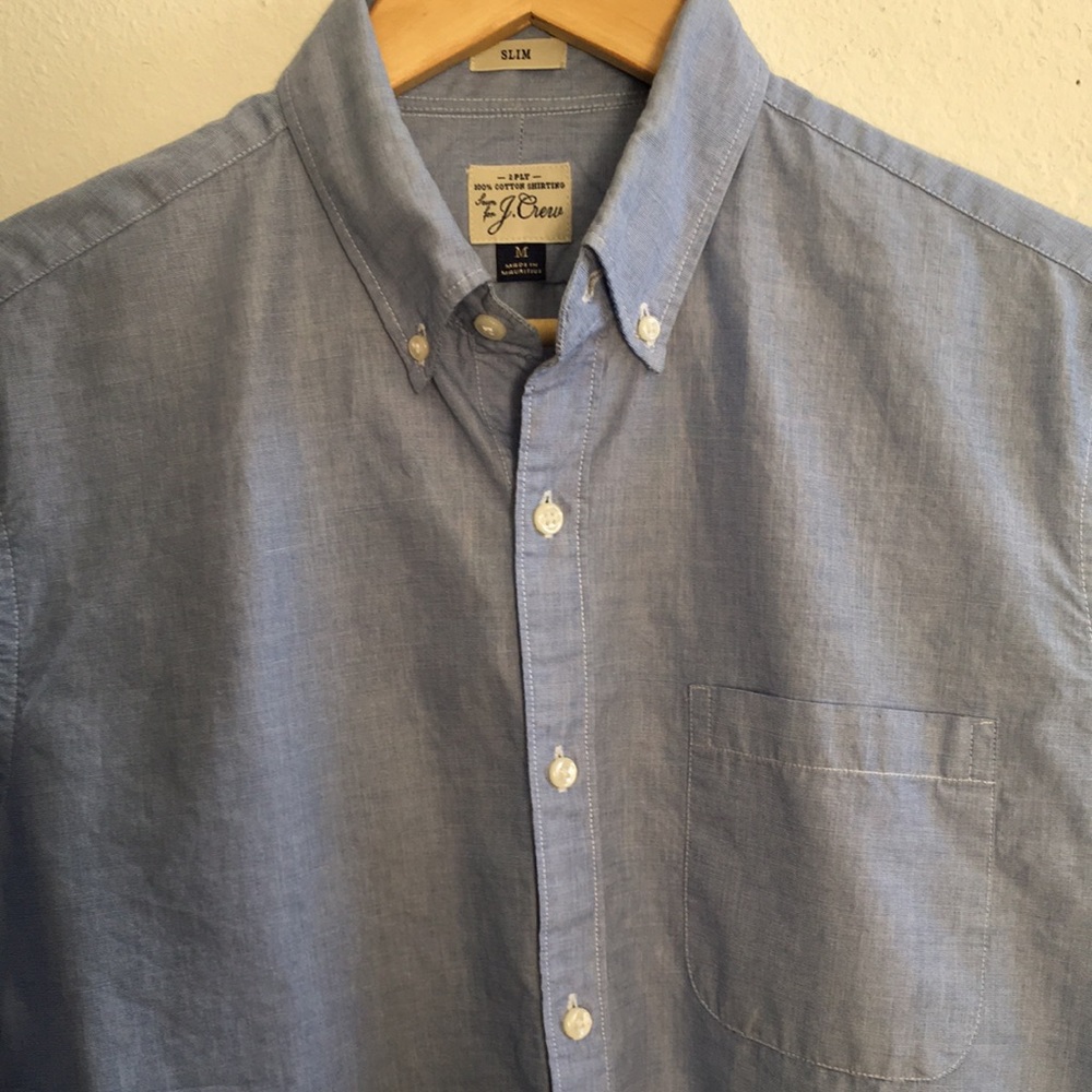 J. Crew Button Down Denim Chambray, M, Slim Fit - Picture 3 of 10